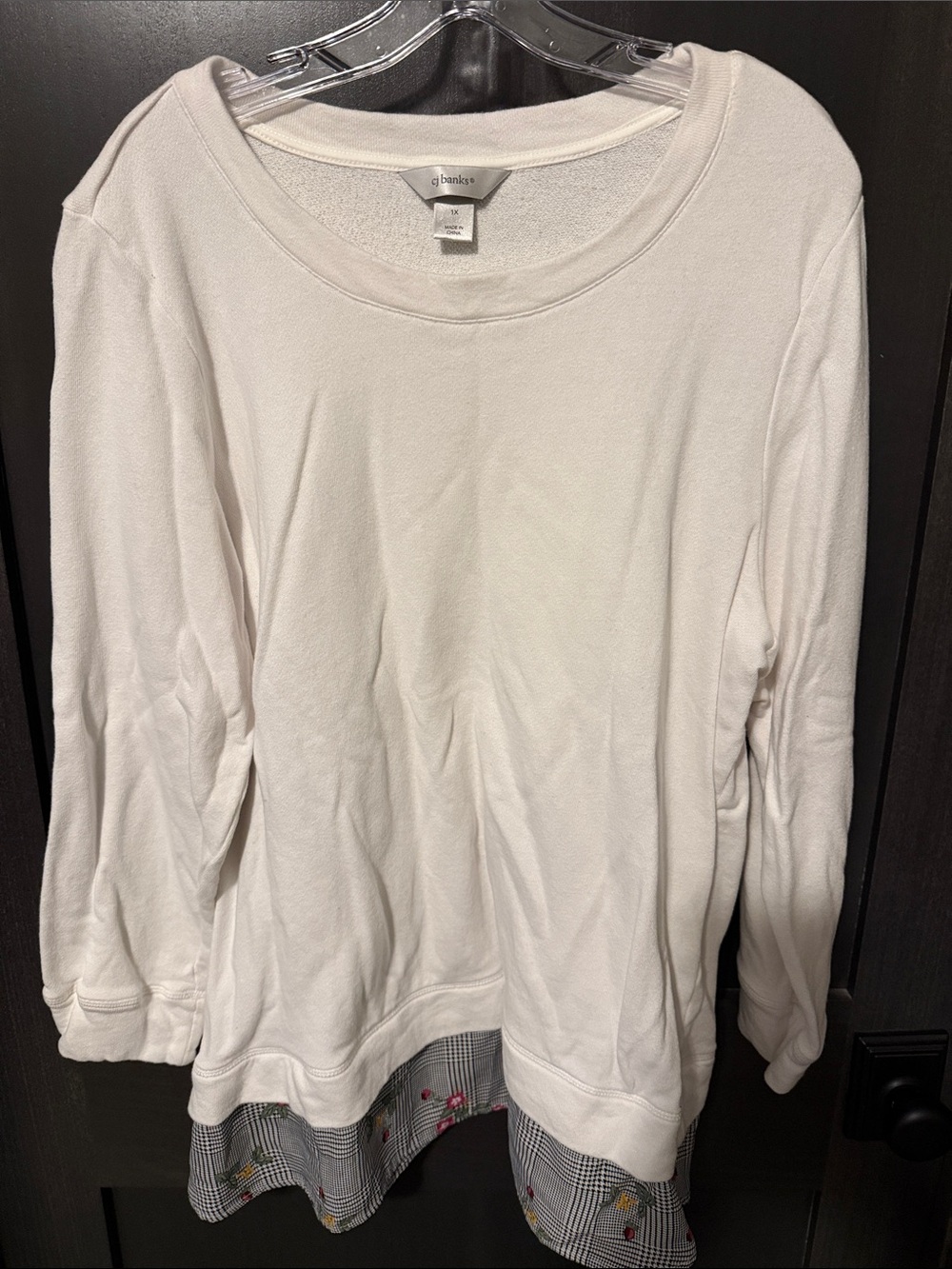 White Layered-Look Long Sleeve sweatshirt Top